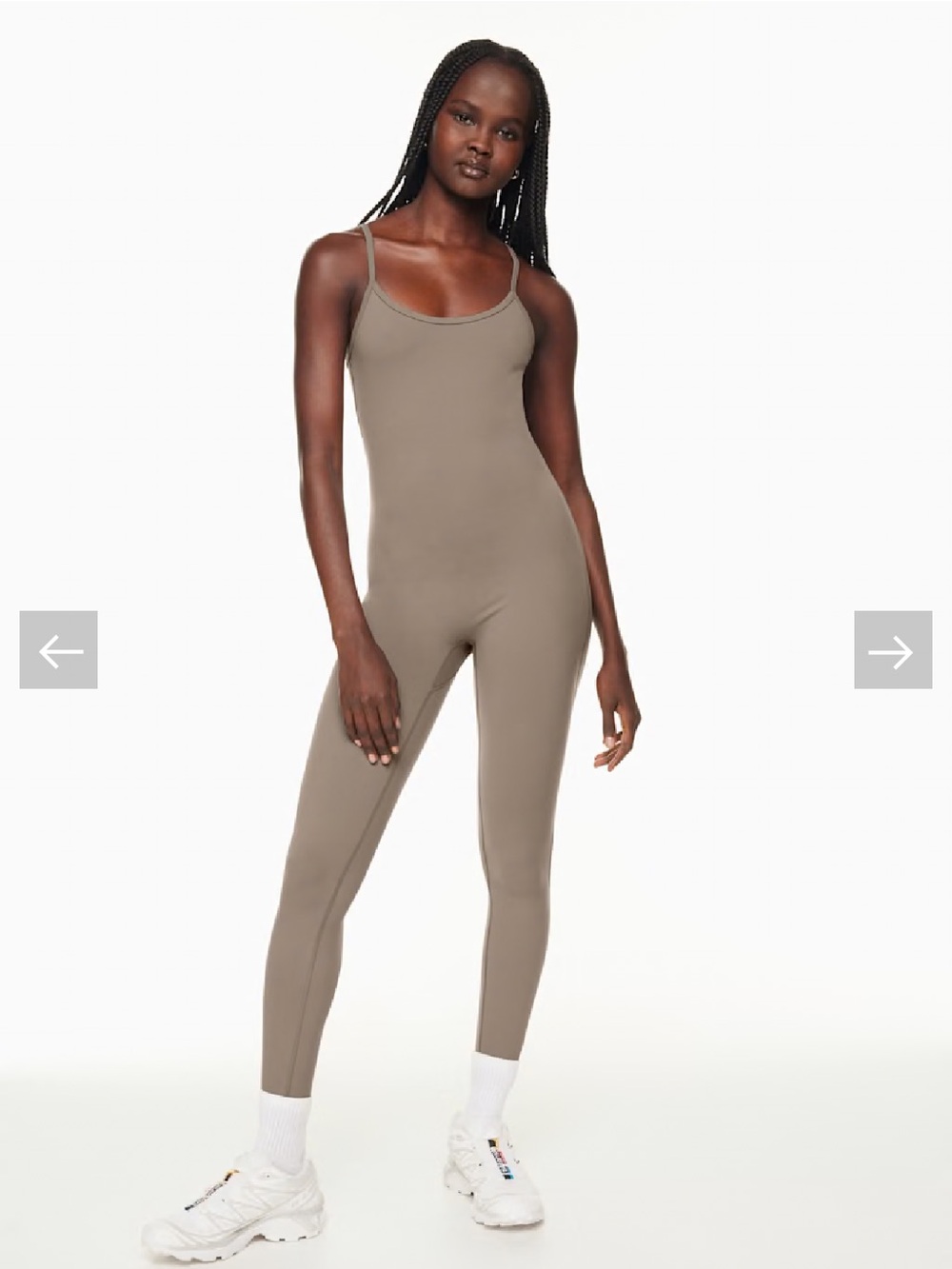 Aritzia TnAction Neutral Taupe Scoop-Neck Tank Unitard Jumpsuit